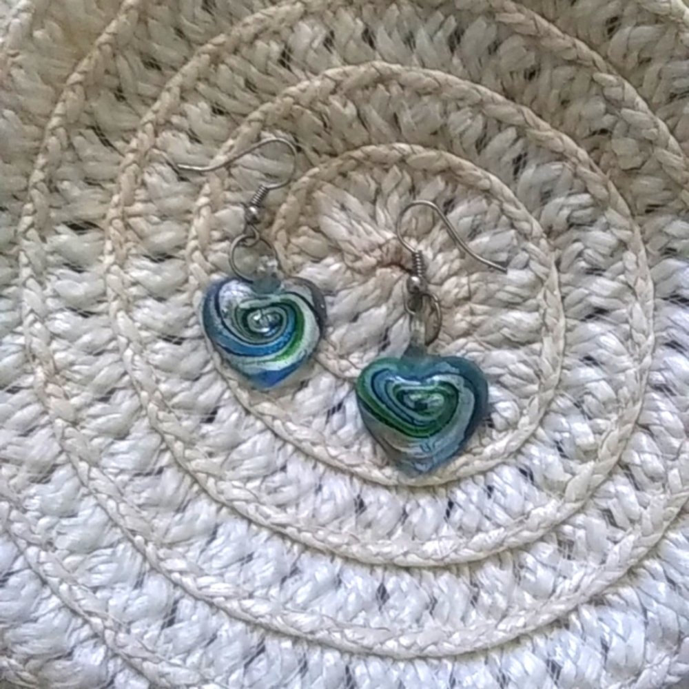 Heart Shaped Murano Glass Earrings
